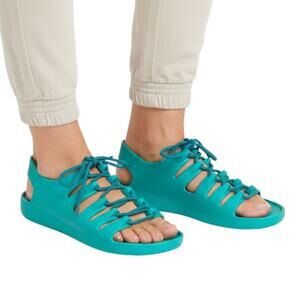 Bottega Veneta Green Rubber Slingback Sandals, US10/IT40